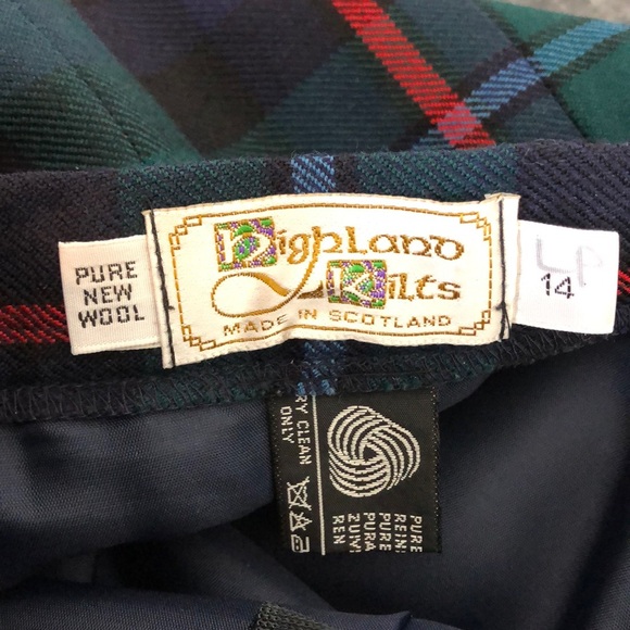 Scottish plaid kilt green blue red wool Highland Kilts - Picture 6 of 7